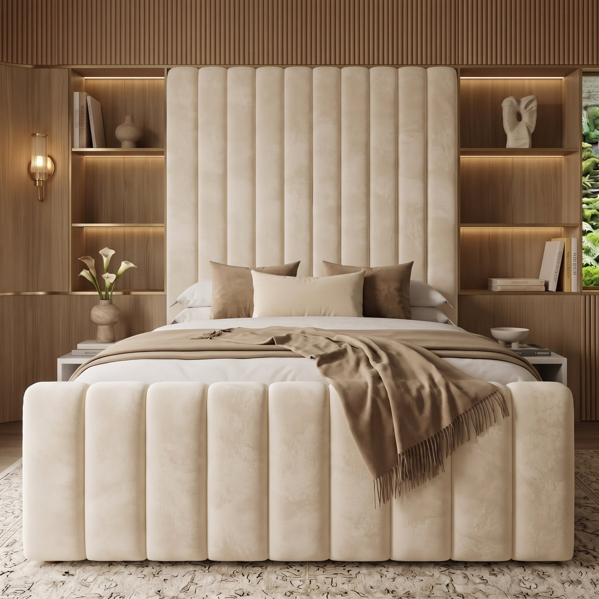 Luxe Line Upholstered Tall Headboard Bed