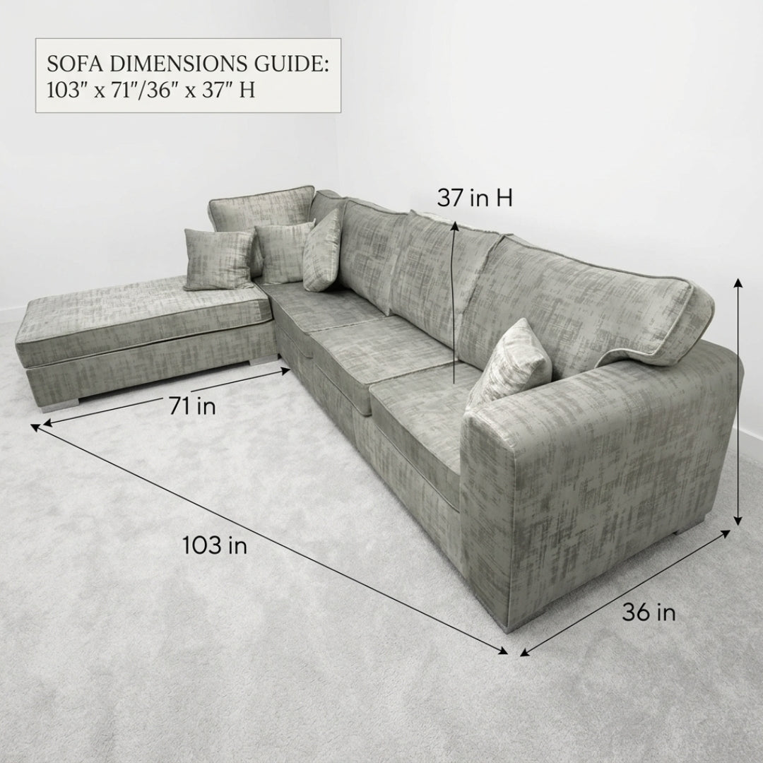 Evergreen Velvet L Shape Corner Sofa