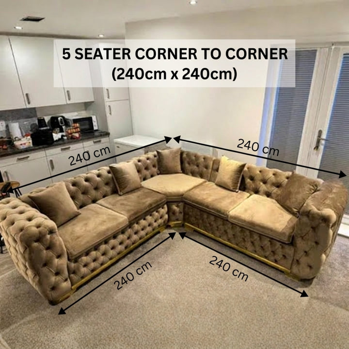 Tufted Mocha Corner Sofa