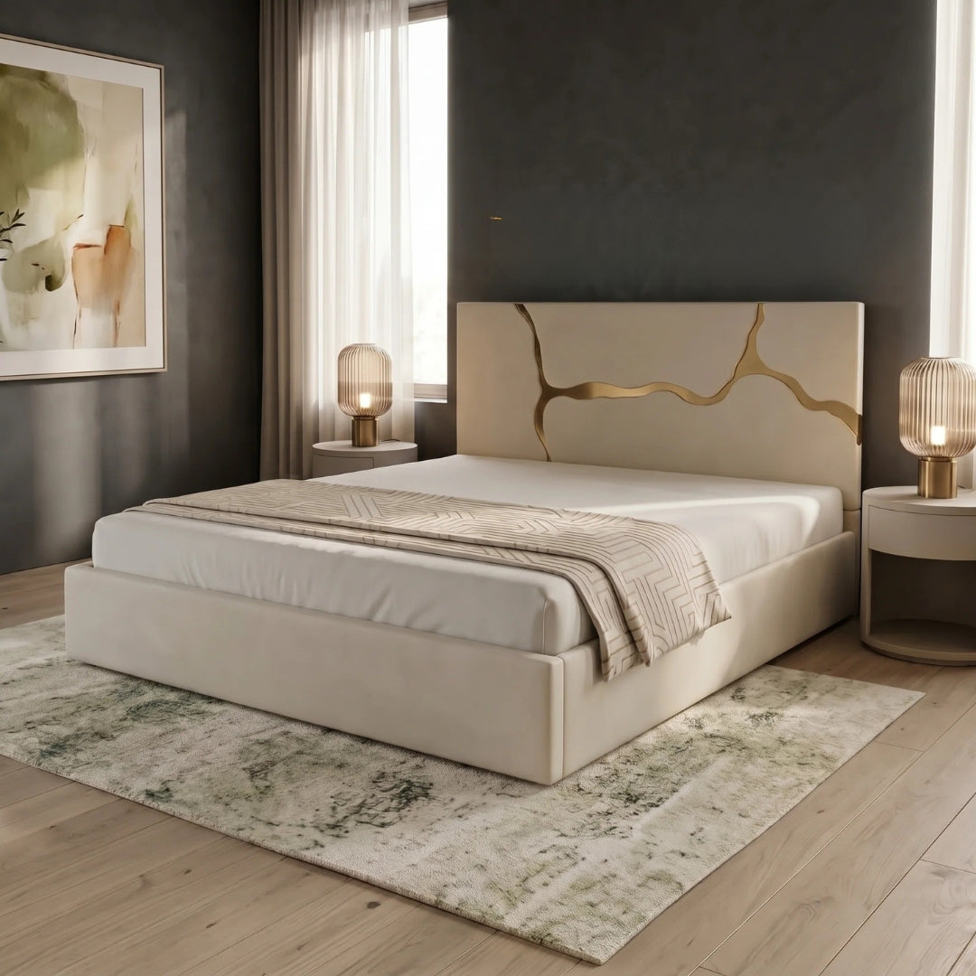 Cremio Golden Strips Designer Bed Frame