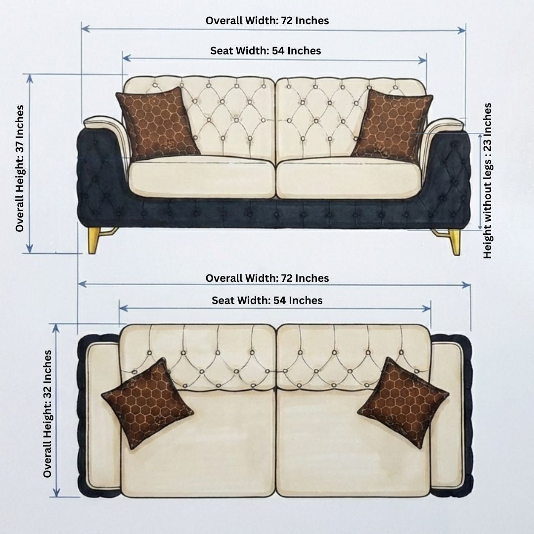 Luxury Two-Tone Chesterfield Sofa with Gold Legs