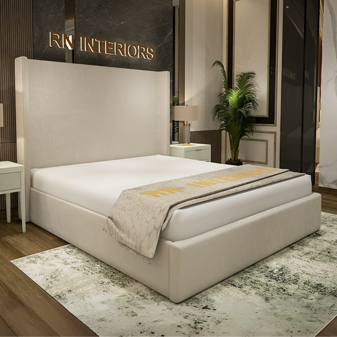 King Sized Bed - Simple Wingback Bed Frame - rn interiors