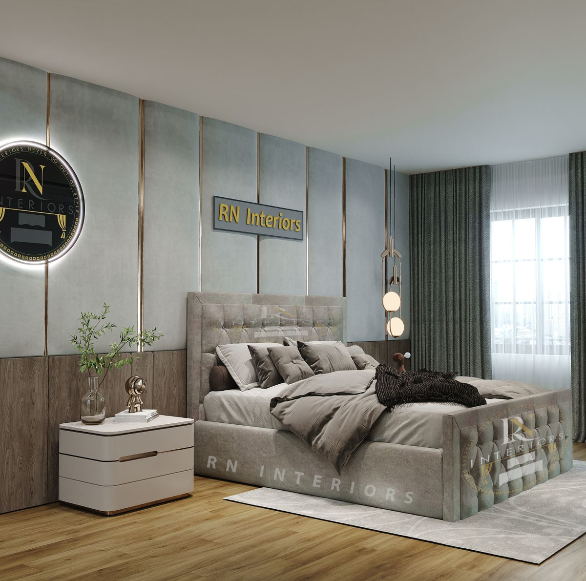 New Chesterfield double bed with mattress and headboard - rn interiors