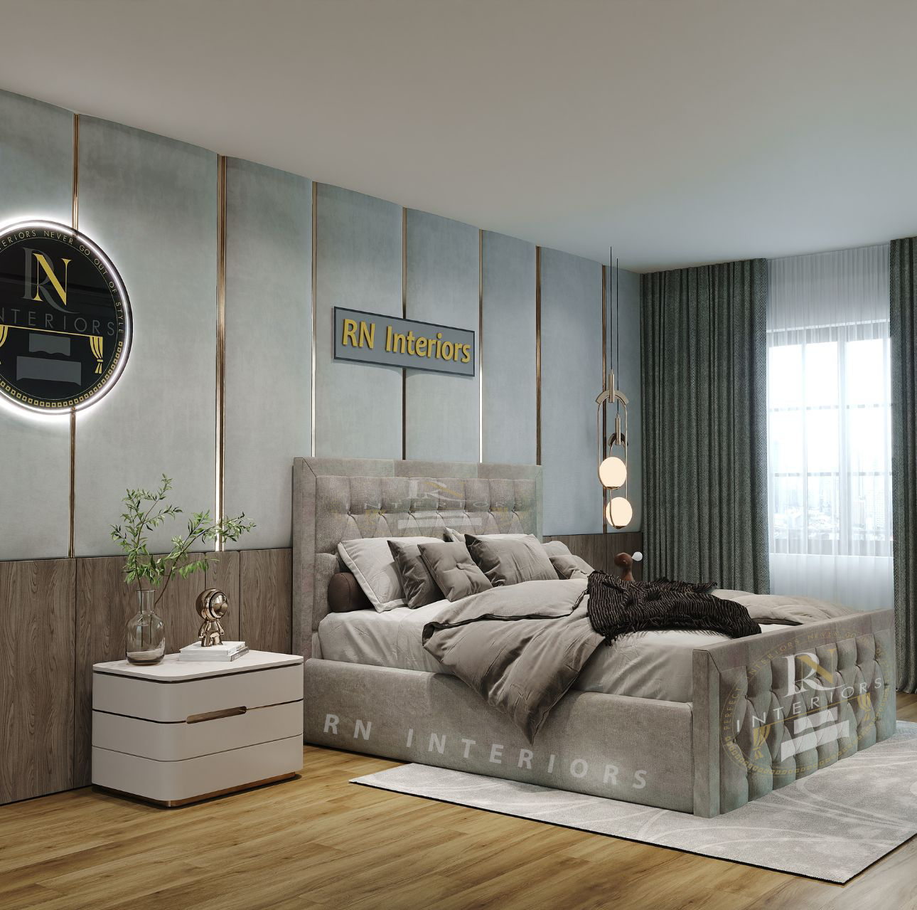 New Chesterfield double bed with mattress and headboard - rn interiors