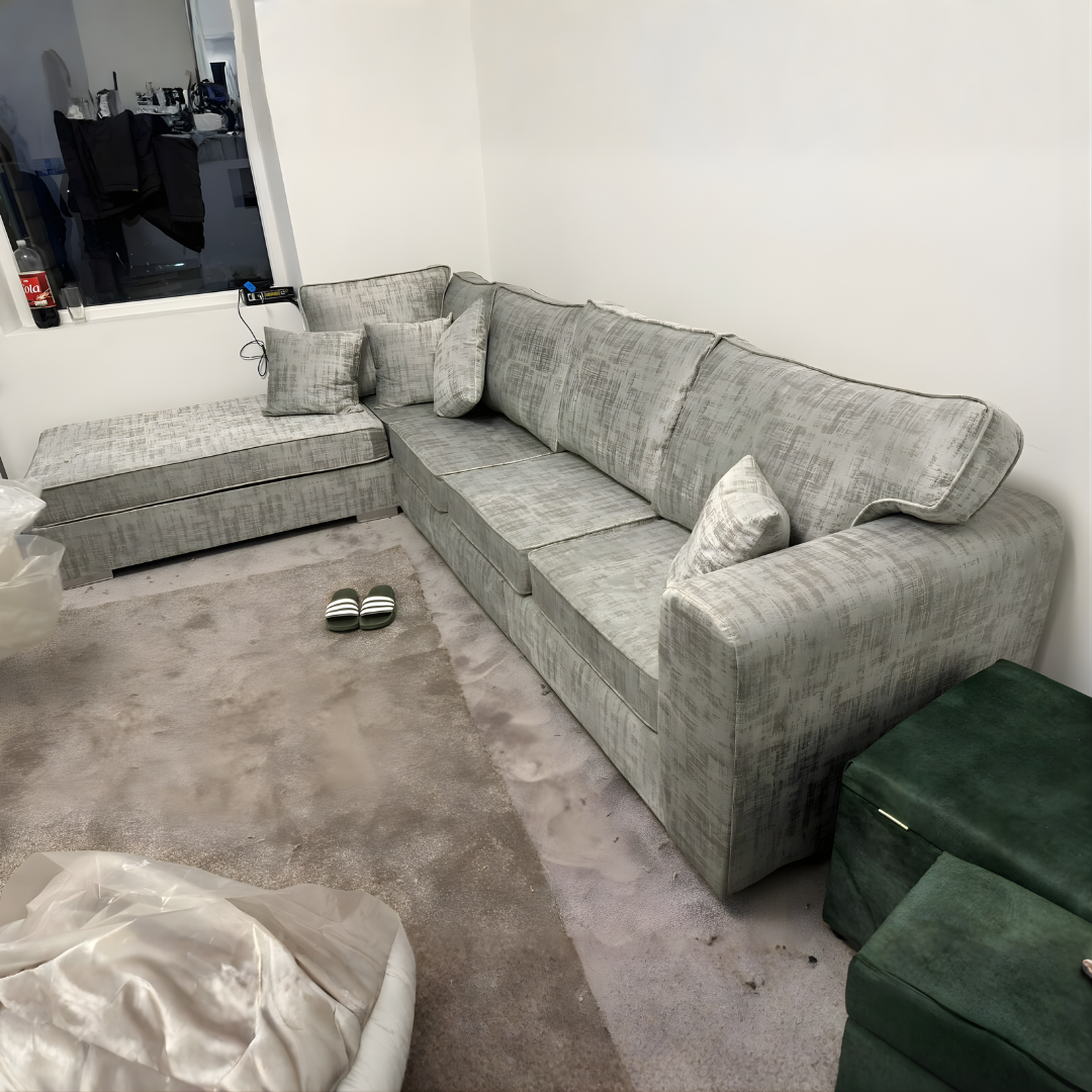 Evergreen Velvet Sectional Sofa