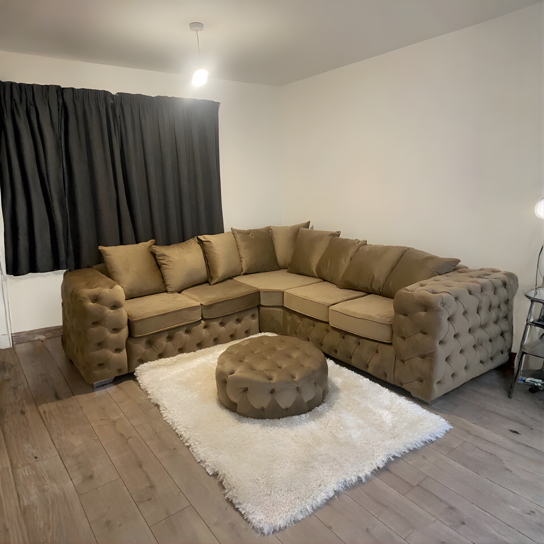 Tufted Mocha Corner Sofa