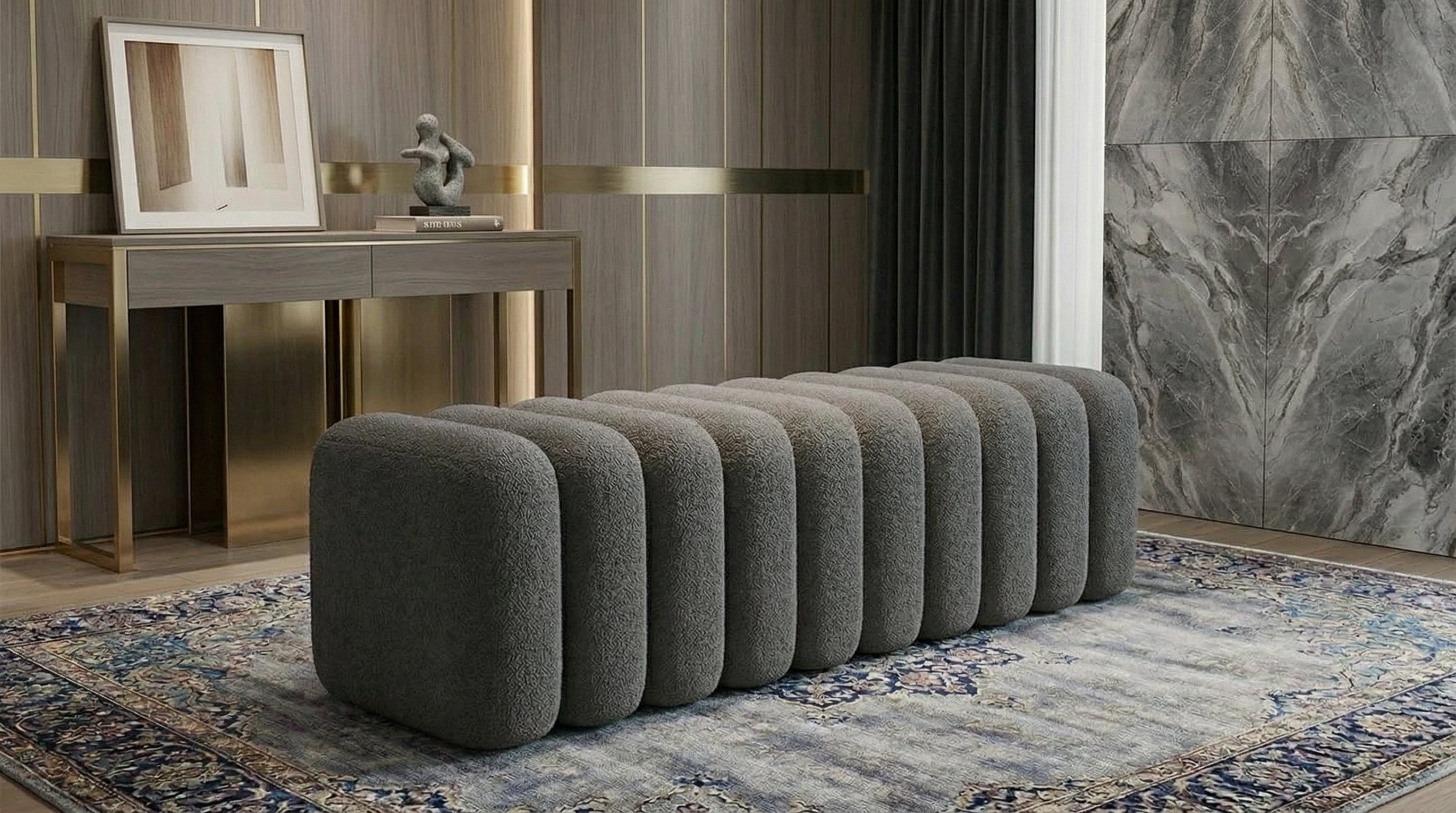 Luxury Upholstered Footstool Bench – Multiple Sizes