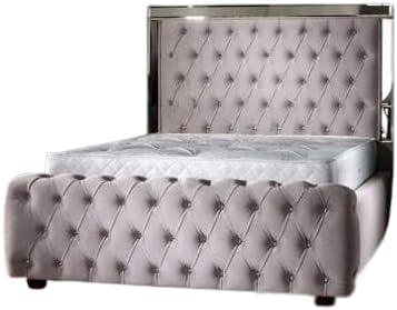 Grey Plush Velvet Chesterfield Mirror Headboard and Bed bases / without mattress / Storage option available/ Gift for her - rn interiors