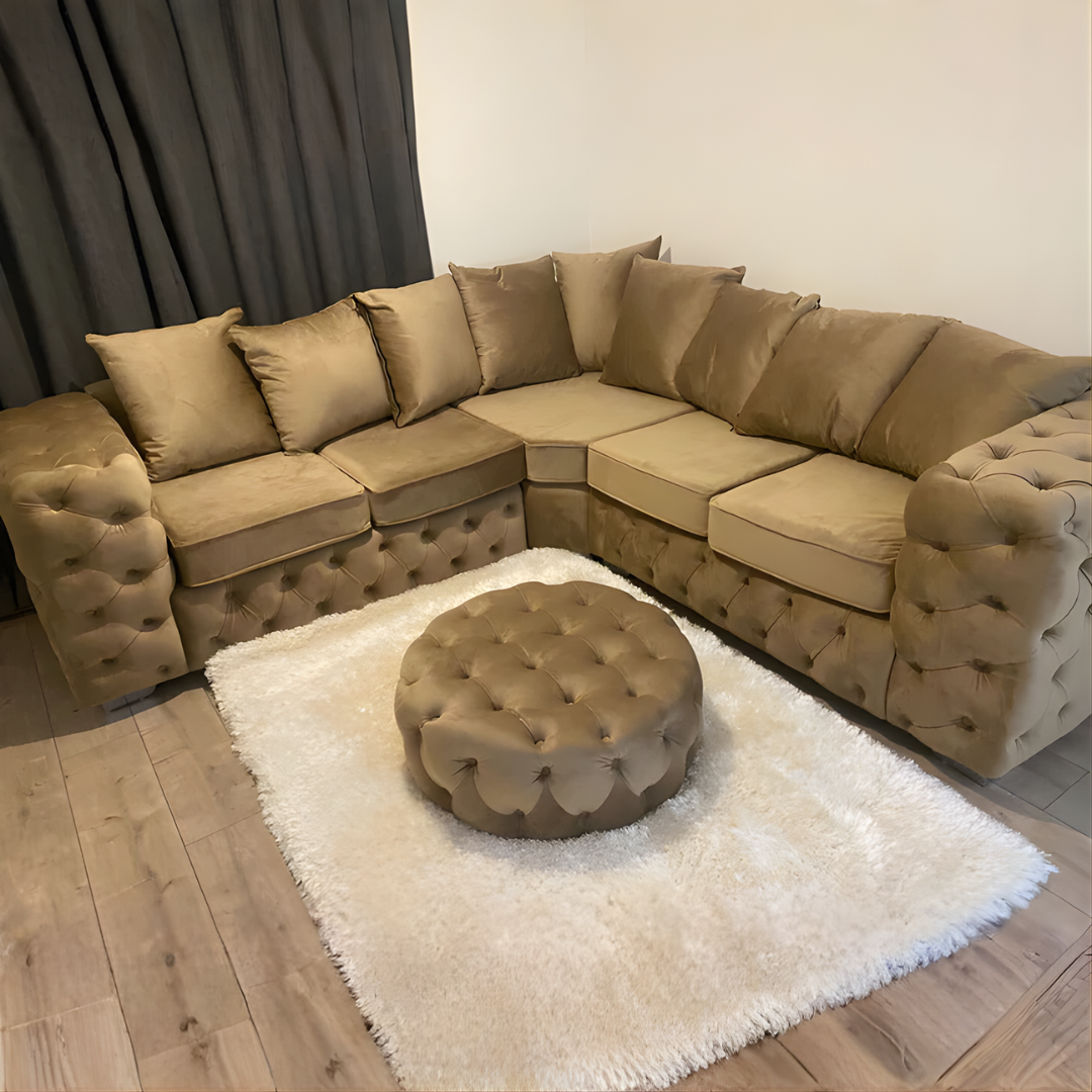 Tufted Mocha Corner Sofa
