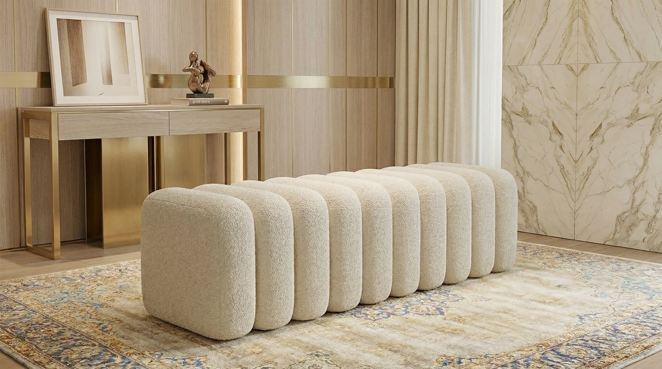 Luxury Upholstered Footstool Bench – Multiple Sizes