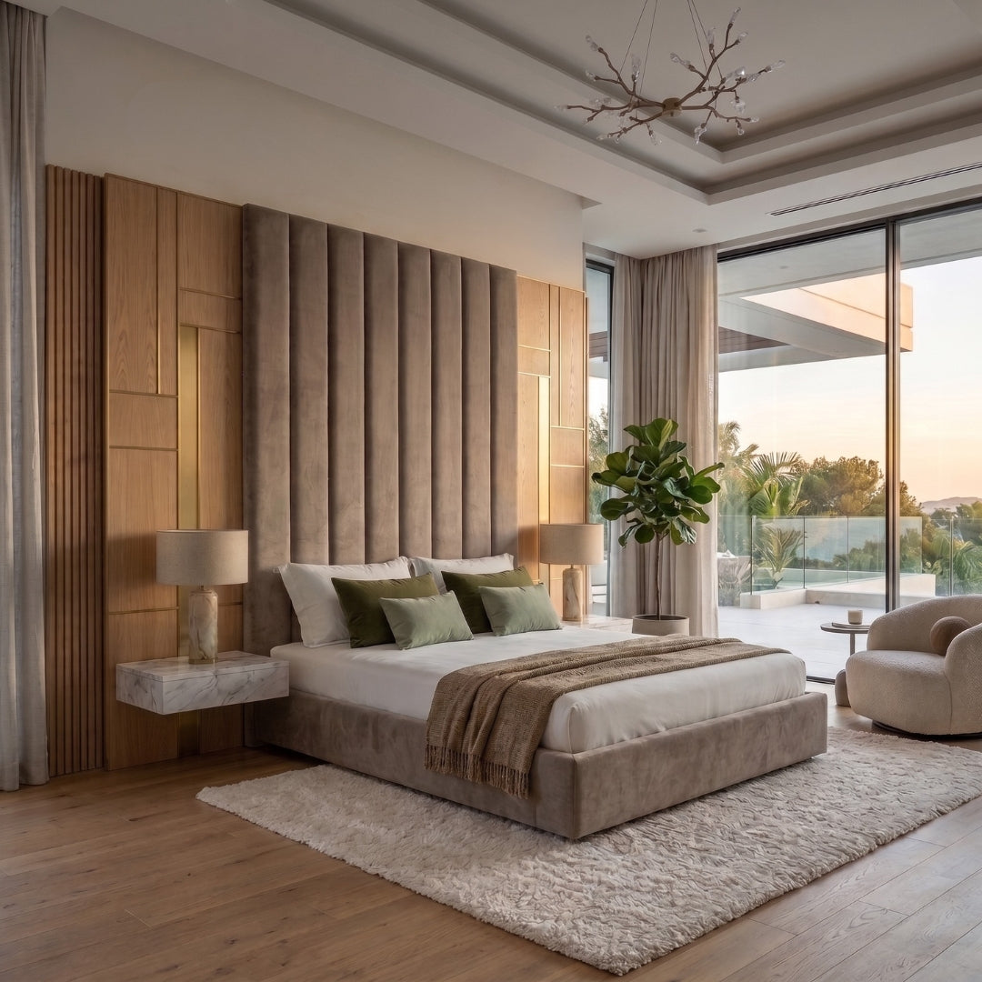 Linear Panel Bed Frame -  Tall Headboard