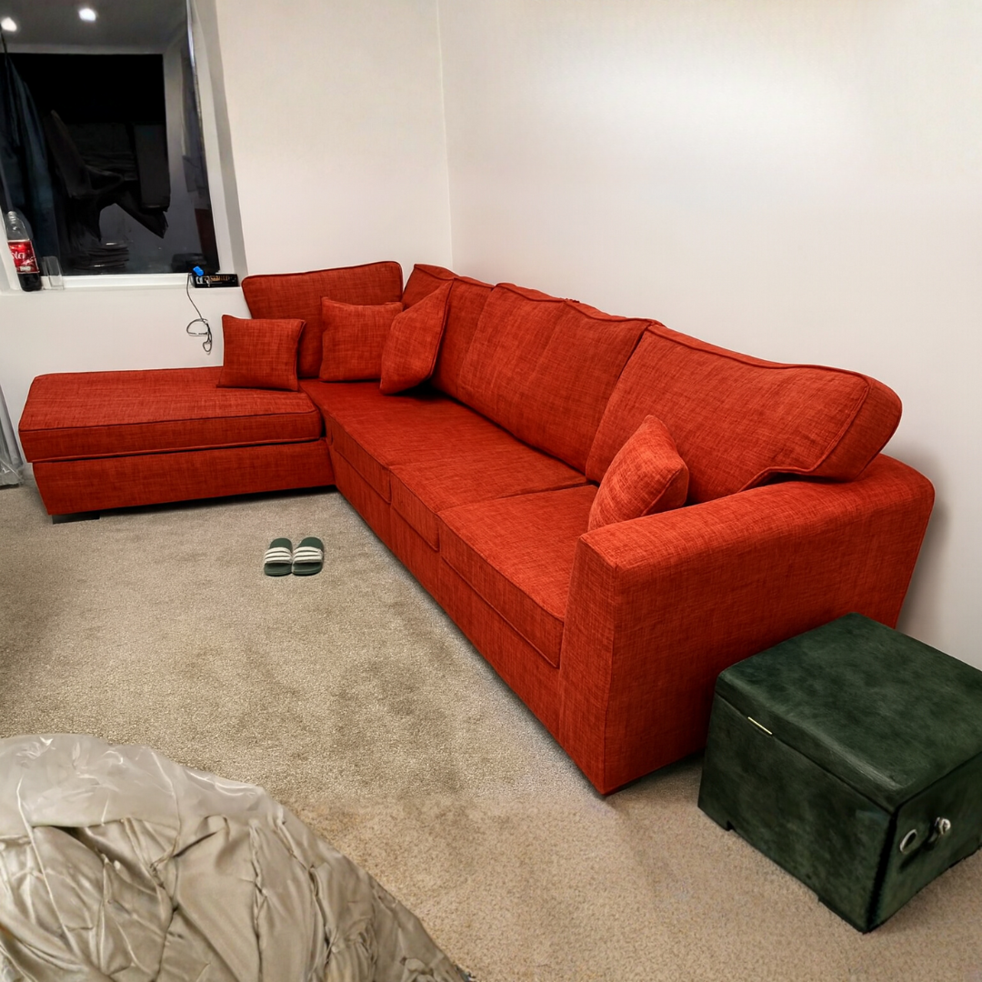 Evergreen Velvet Sectional Sofa