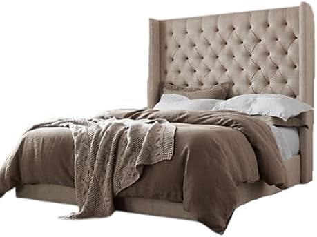 UPHOLSTERED CHESTERFIELD WINGED BED FRAME & HEADBOARD DOUBLE/KING/SUPERKING Sizes, Soft Plush Velvet - rn interiors