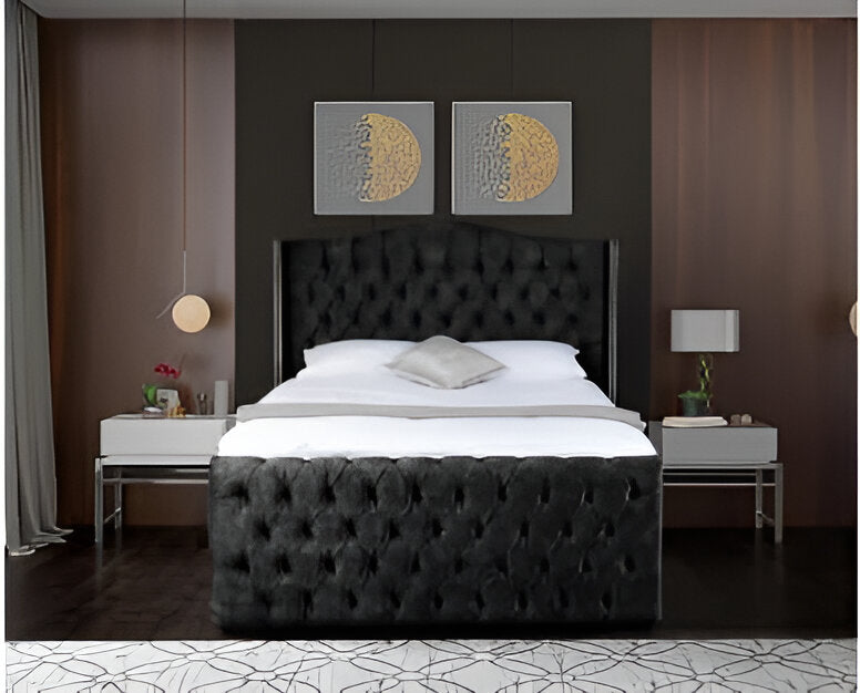 Selini Plush Velvet Luxury Bed | Modern Bed - rn interiors