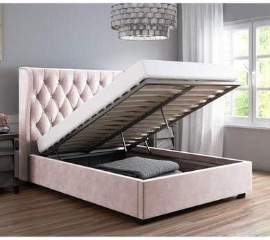 Luxurious Sophia Diamante Wing Back Ottoman Bed in Plush Velvet - rn interiors