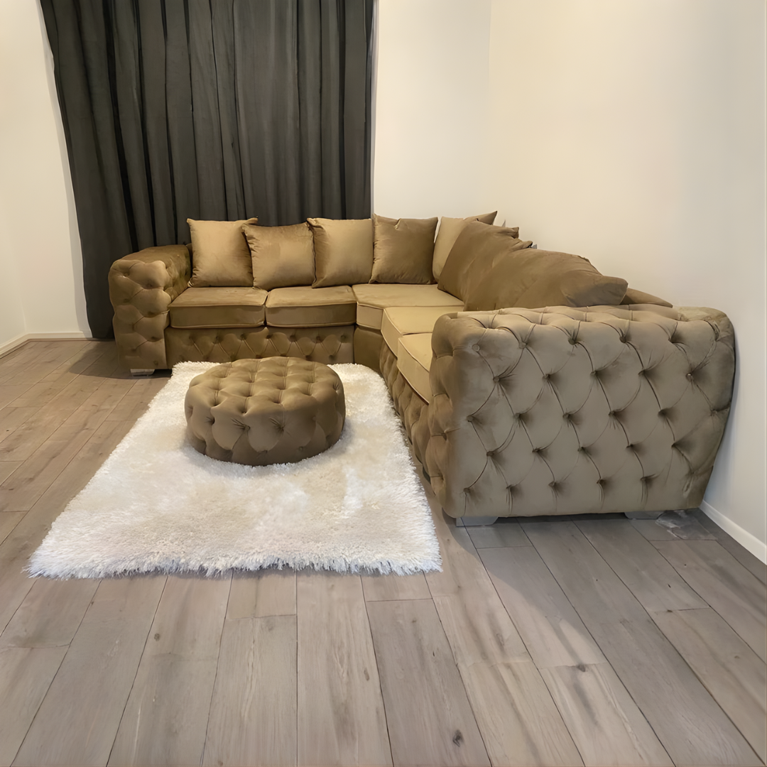 Tufted Mocha Corner Sofa