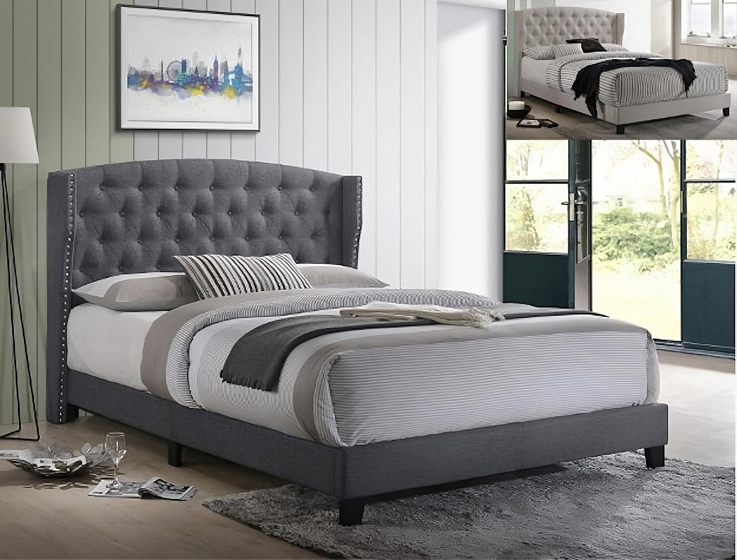 Modern Wing sleigh Bed With Matching Headboard | Footboard - rn interiors