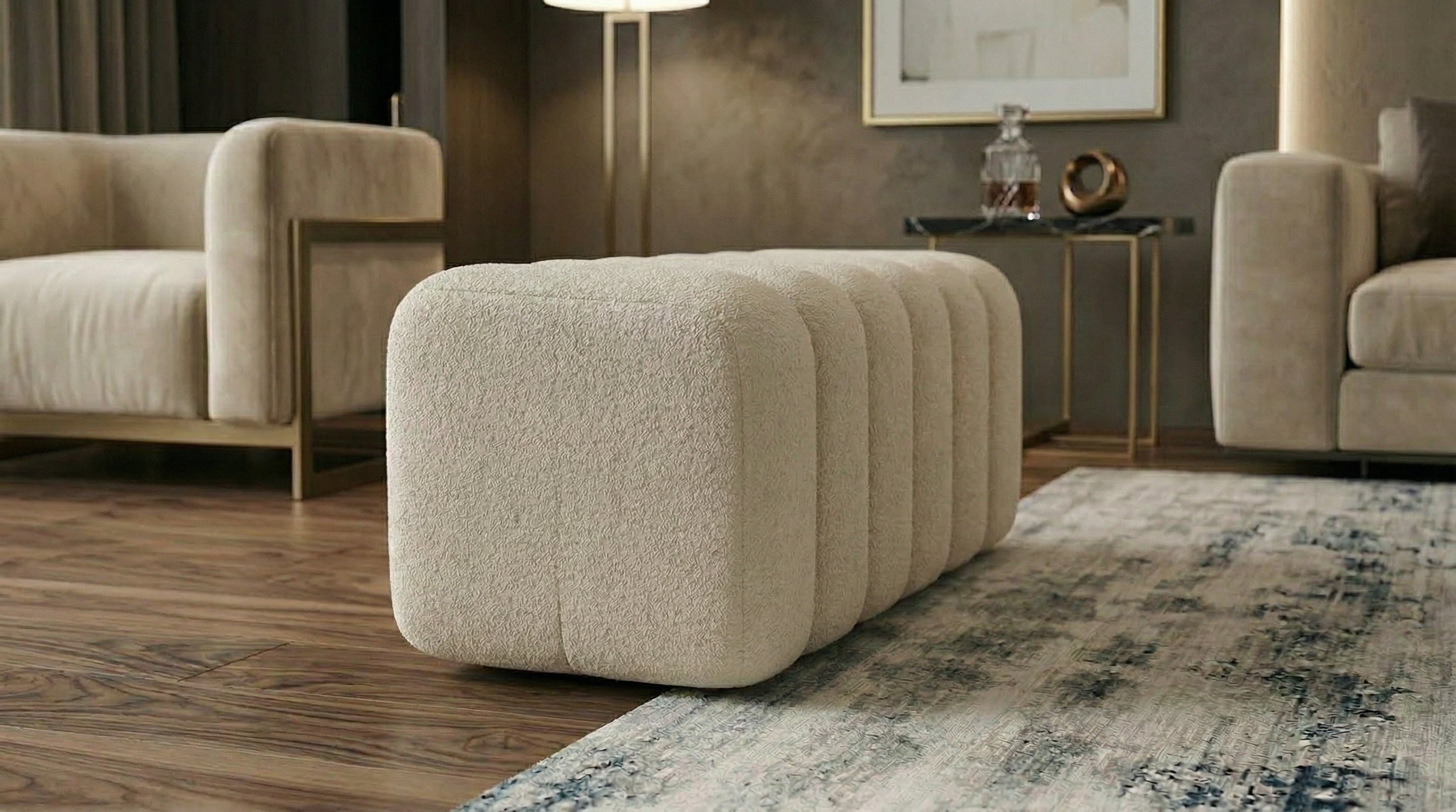 Luxury Upholstered Footstool Bench – Multiple Sizes