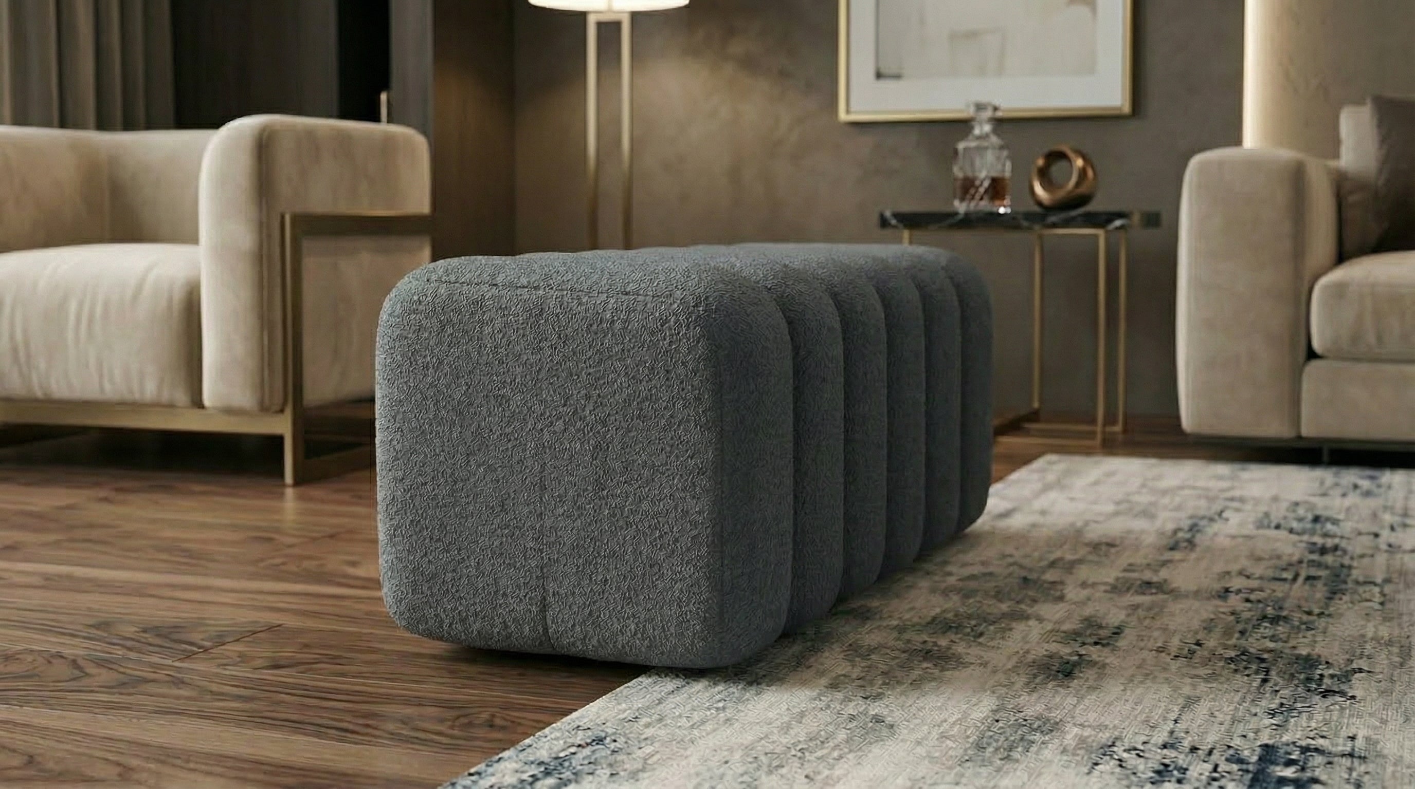 Luxury Upholstered Footstool Bench – Multiple Sizes