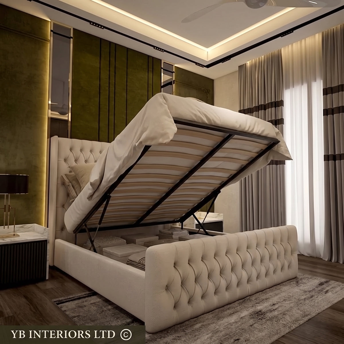 Wingback Upholstered Bed Frame Discounted Price