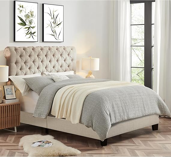 Chesterfield Cream Sleigh Bed King Size With Matching Headboard | Footboard