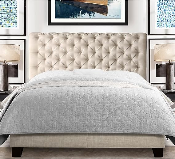 Chesterfield Cream Sleigh Bed King Size With Matching Headboard | Footboard