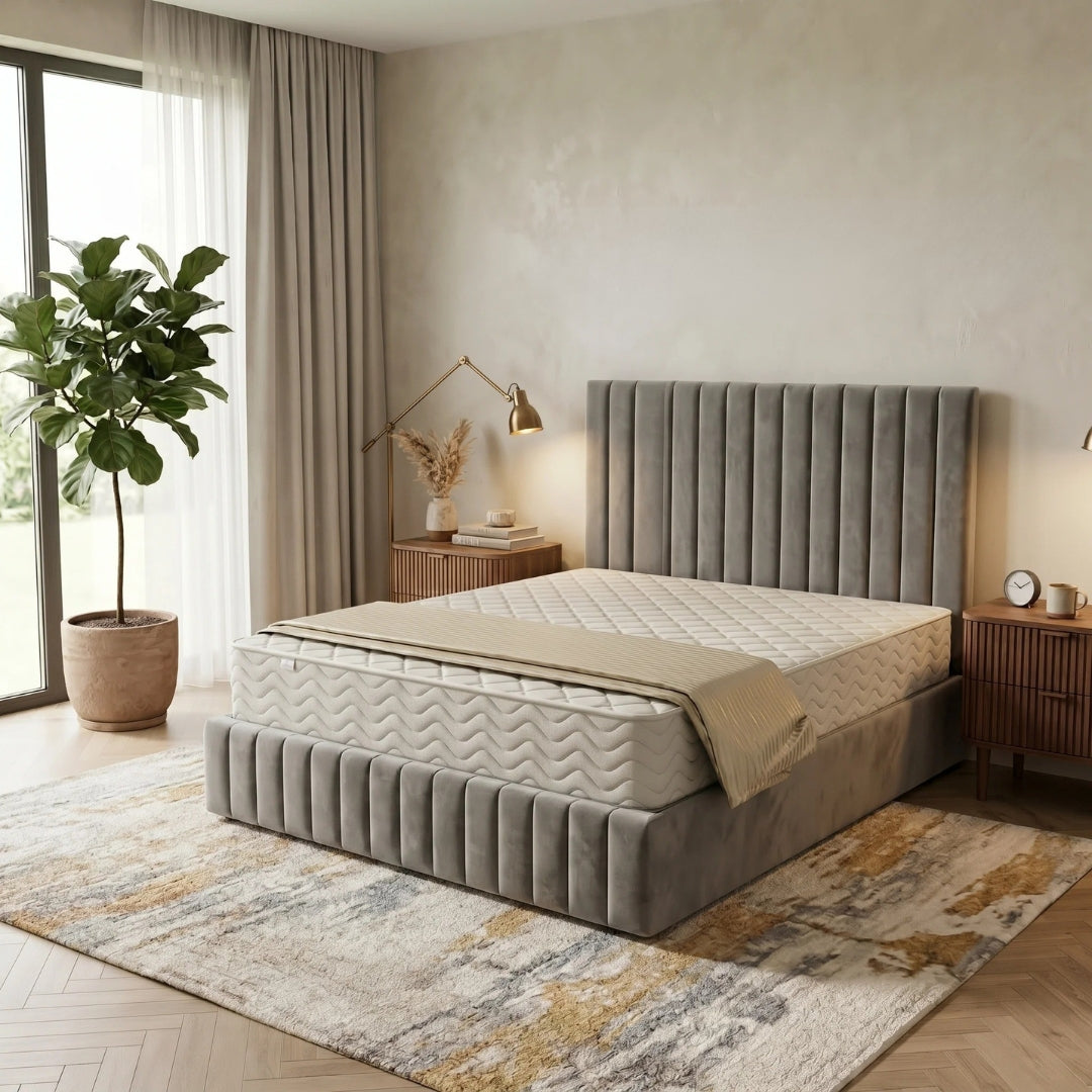 Small Double Bed Frame - Amelia Plush Velvet  Bed Frame