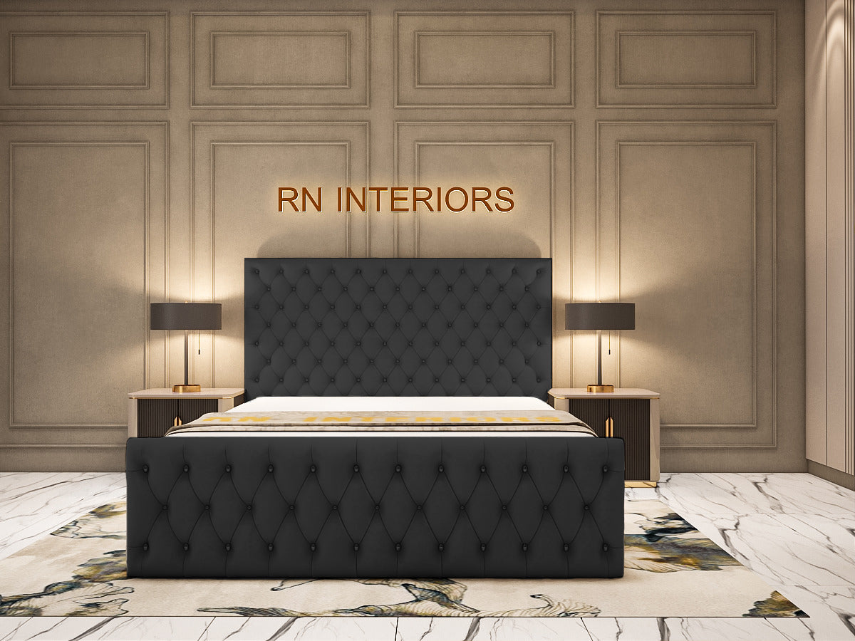 Black Double Bed and Mattress