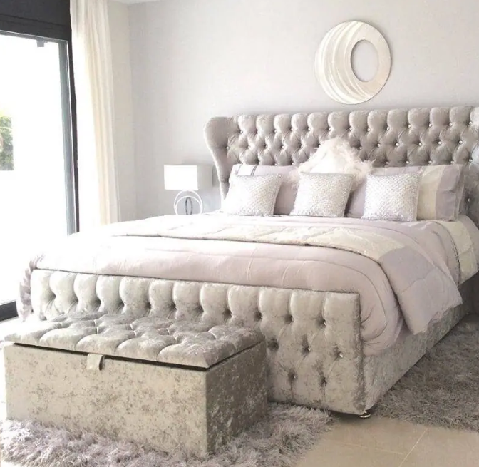 RN Interiors Winged Butterfly Chesterfield Headboard - rn interiors,Chesterfield Headboard,,Winged Headboard,Upholstered Headboard,Floor Standing Headboard,Customizable Fabric Options,Quality Craftsmanship