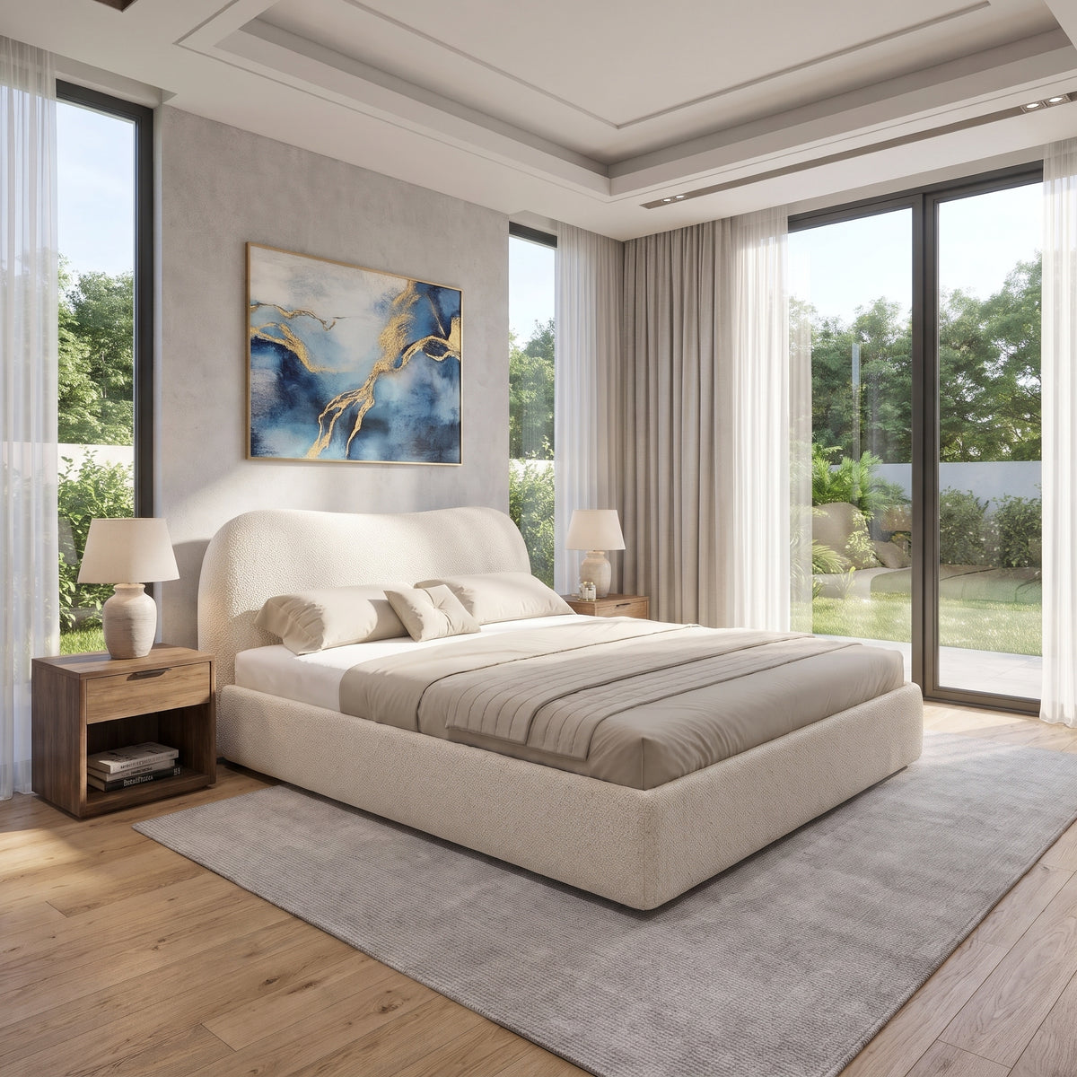 Cloud Curve Teddy Upholstered Bed