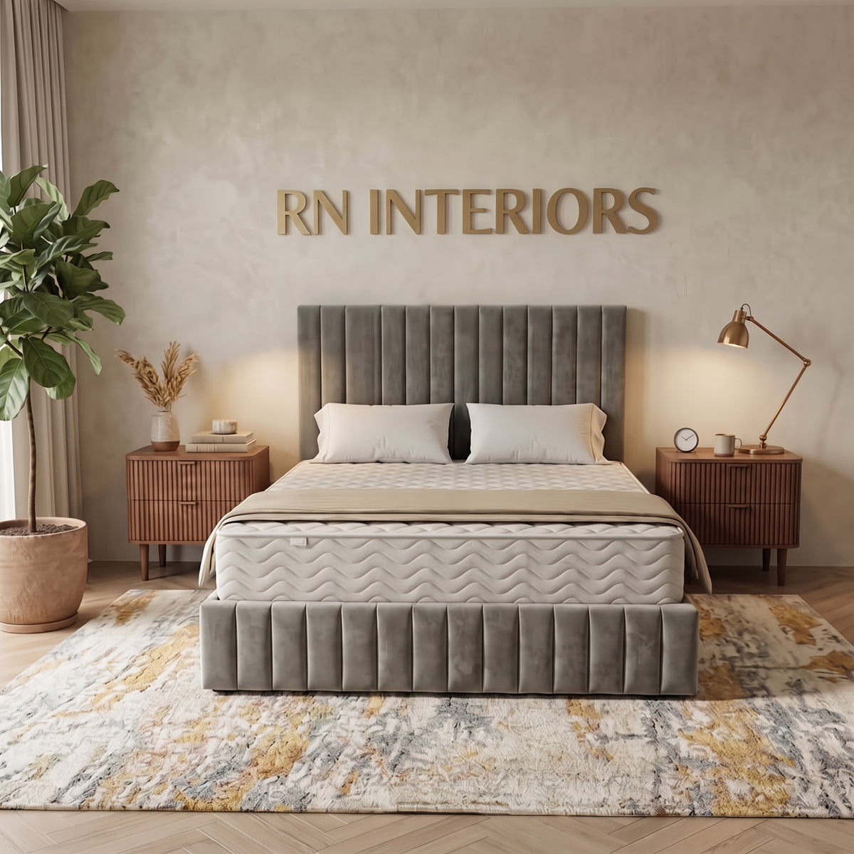 Small Double Bed Frame - Amelia Plush Velvet  Bed Frame
