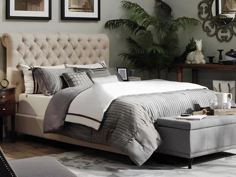 Chesterfield Cream Bed frame King Size With Matching Headboard | Footboard 