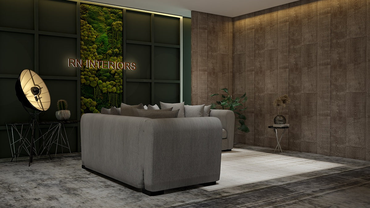 Urban Grey 2 seater sofa styled in a living room