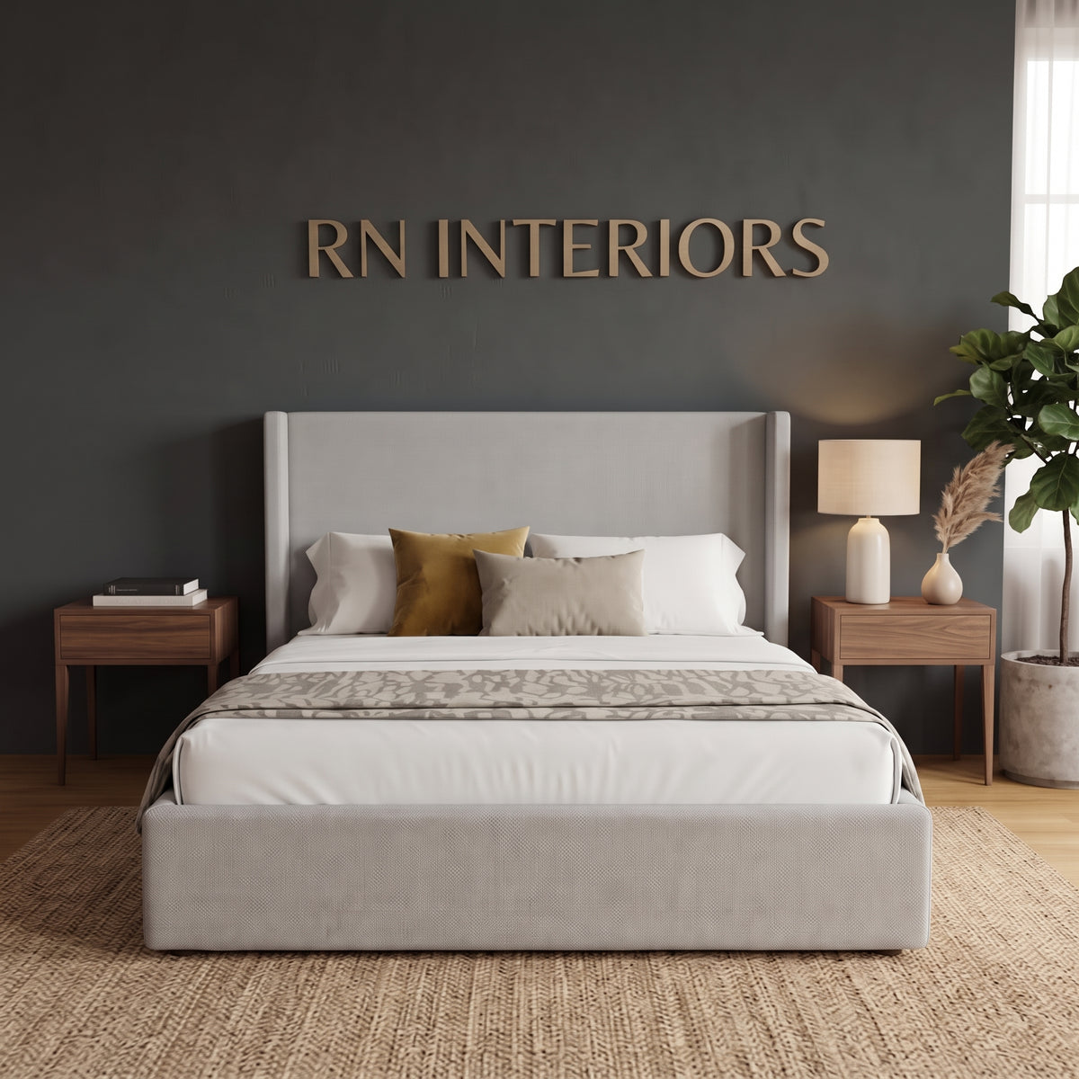 King Sized Bed - Simple Wingback Bed Frame