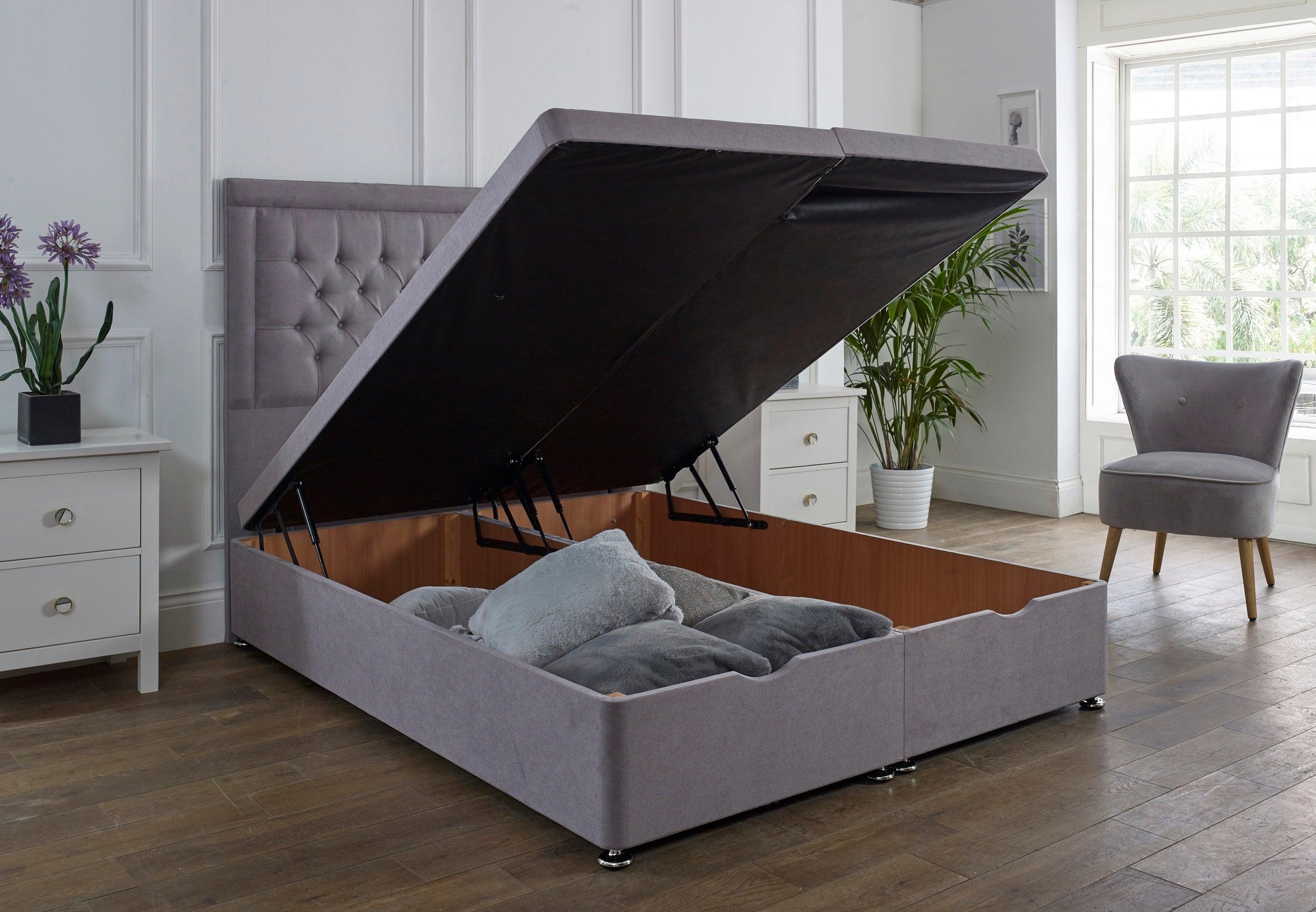 Ottoman Storage Divan Bed frame: Single, Double, and King Sizes Available - rn interiors