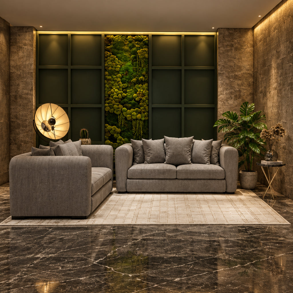 Grey 2 seater sofa cushion detail, Urban Grey