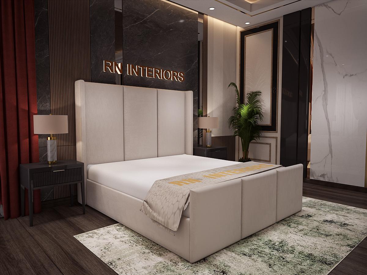 King Size Bed Frame - Liner Wingback Bed - rn interiors
