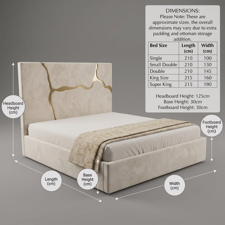 Cremio Golden Strips Designer Bed Frame