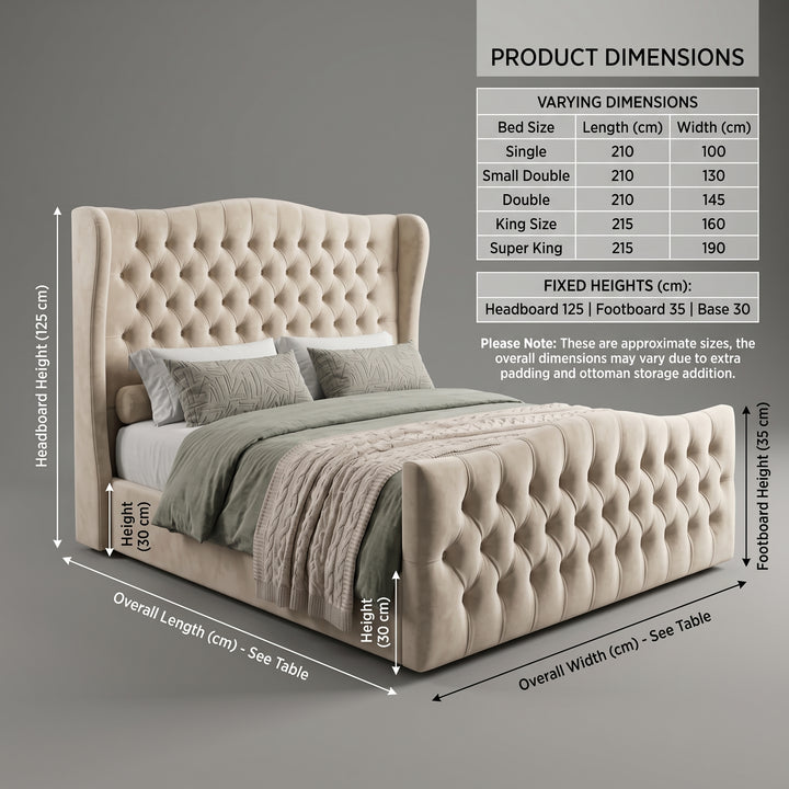 Wingback Upholstered Bed Frame