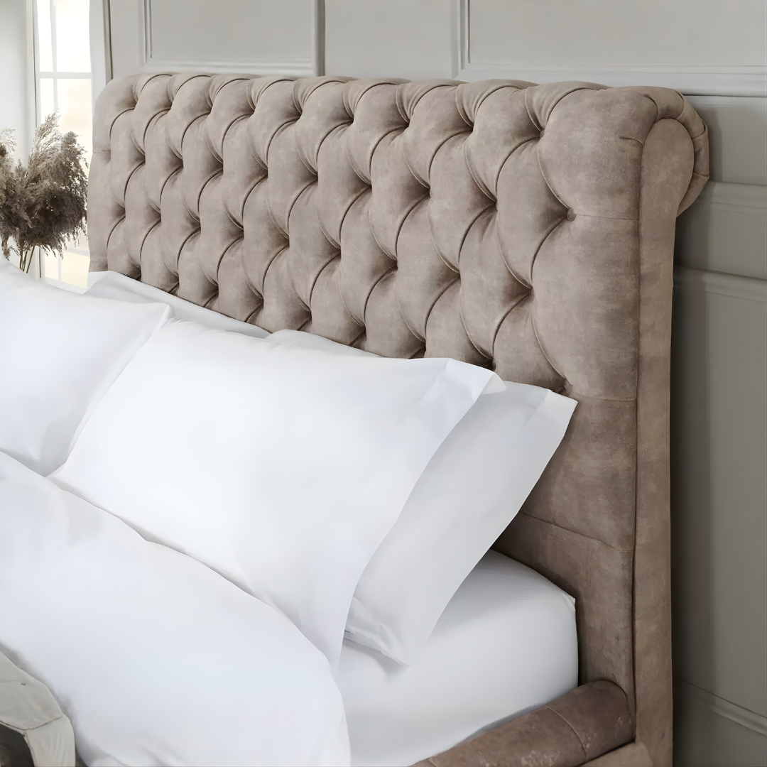 Lily Sleigh Bed Frames – Crushed Velvet Luxury Beds - RN Interiors