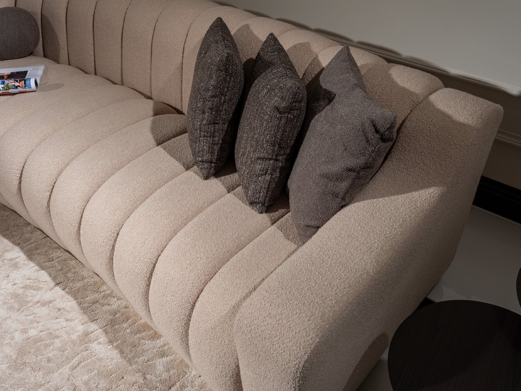 Scalloped Beige Sofa — 2+3 Seater Sofa