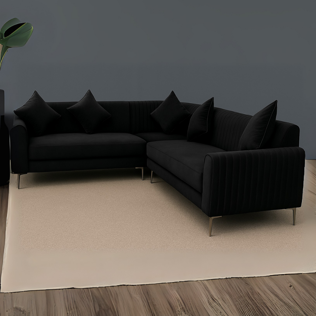 Monaco Modern U Shape Sofa in Black Color