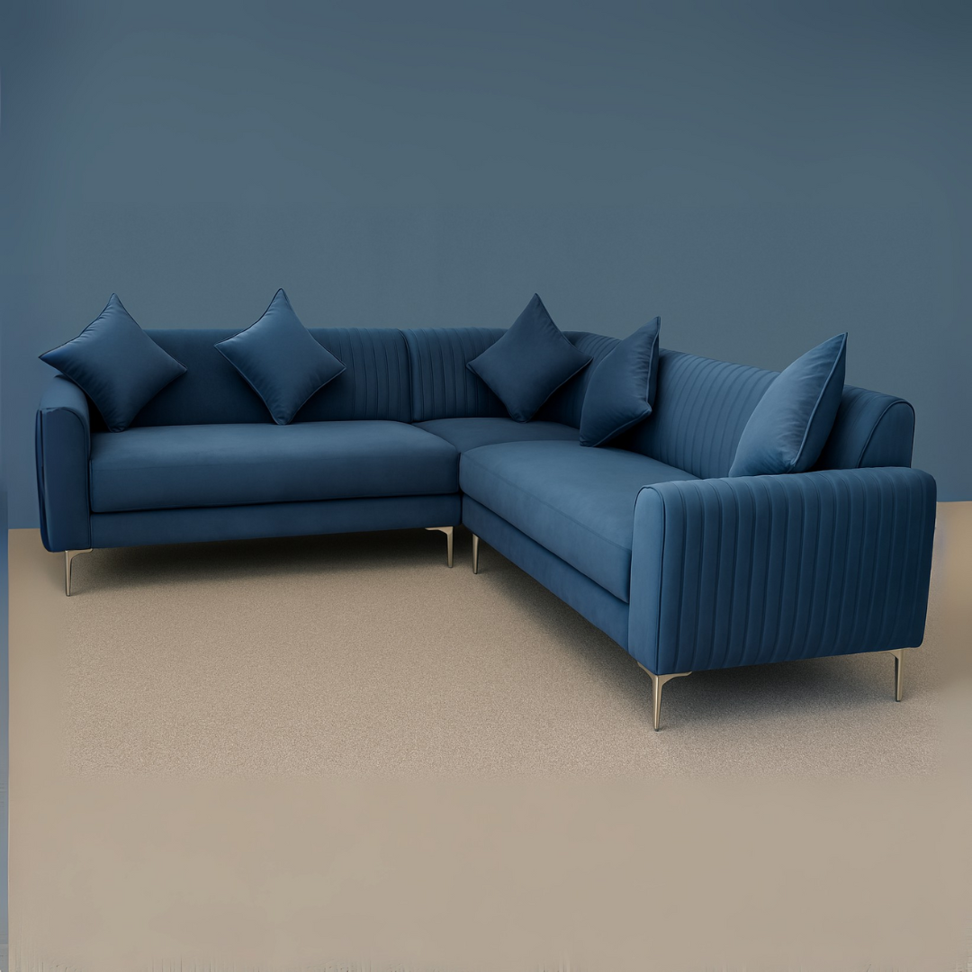 Monaco Modern U Shape Sofa in Blue Color