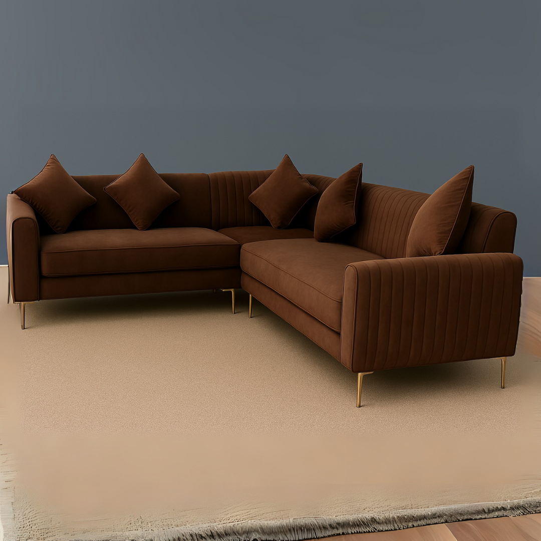 Monaco Modern U Shape Sofa in Brown Color