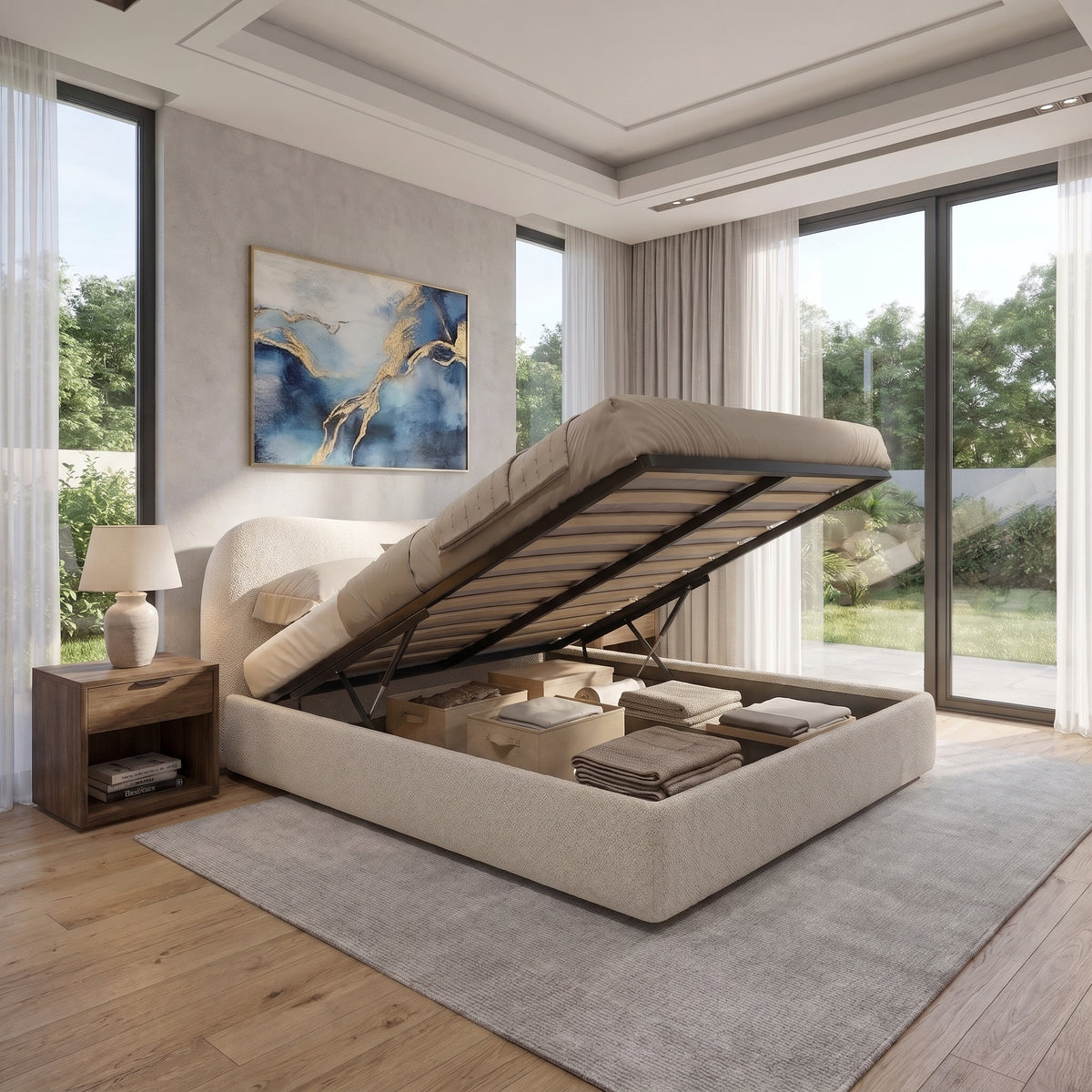 Cloud Curve Teddy Upholstered Bed