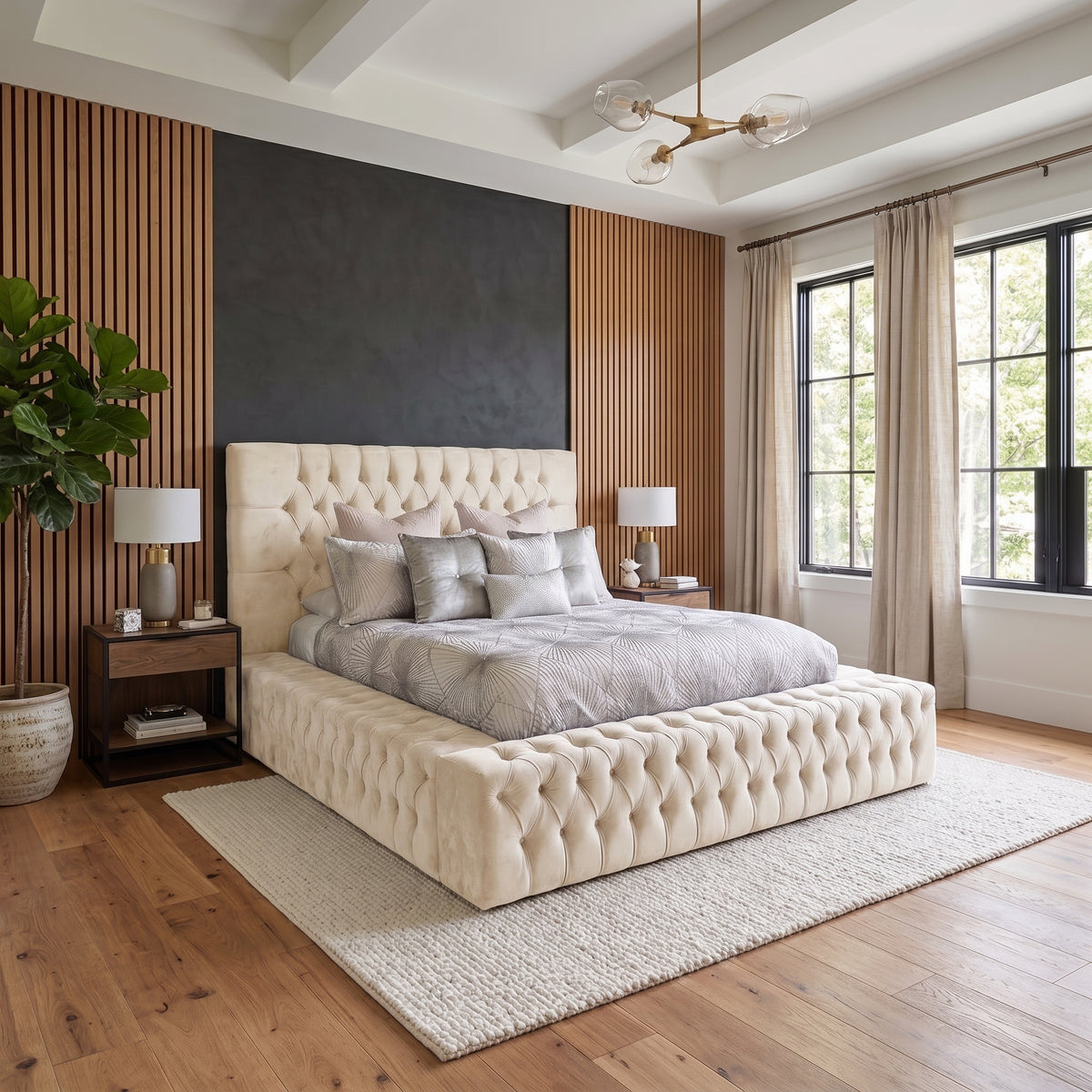 Regal Ambassador Velvet Bed Frame in Cream Color