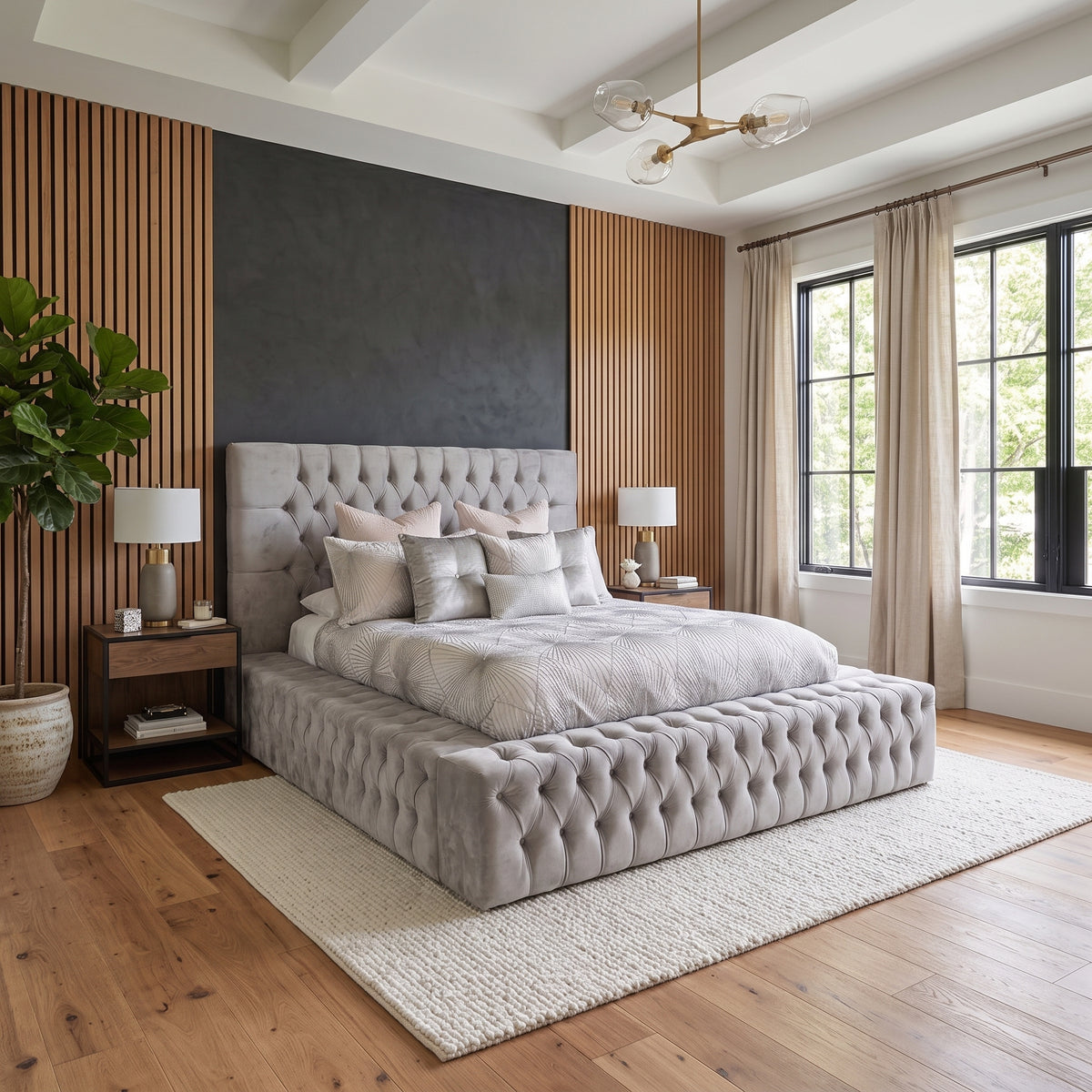 Regal Ambassador Velvet Bed Frame in Grey Color