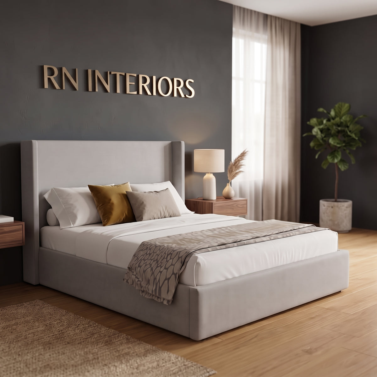 King Sized Bed - Simple Wingback Bed Frame