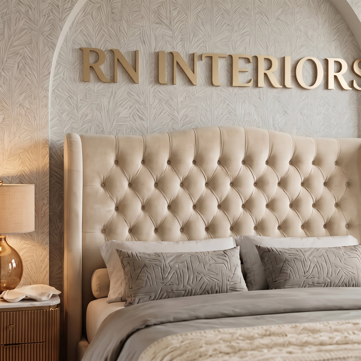Wingback Upholstered Bed Frame
