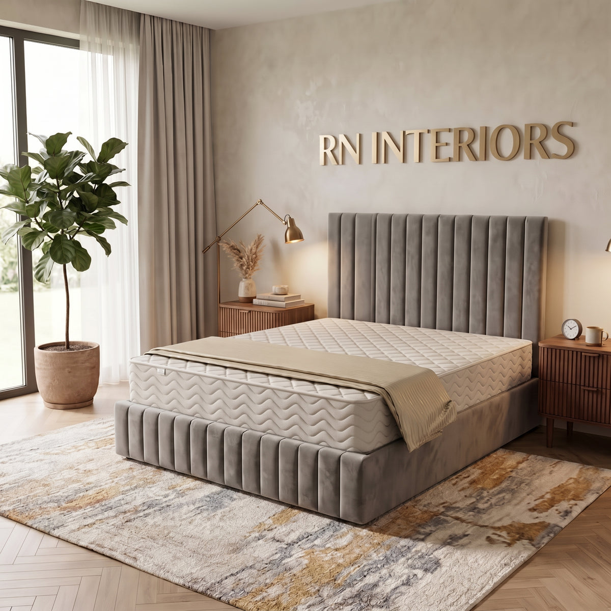 Small Double Bed Frame - Amelia Plush Velvet  Bed Frame